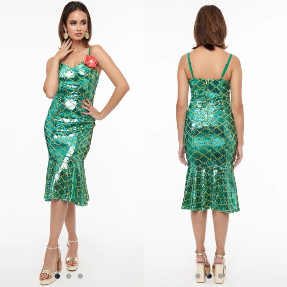 NWT Disney Princess Unique Vintage Ariel Green & Gold Sequin
Dress - Picture 3 of 13